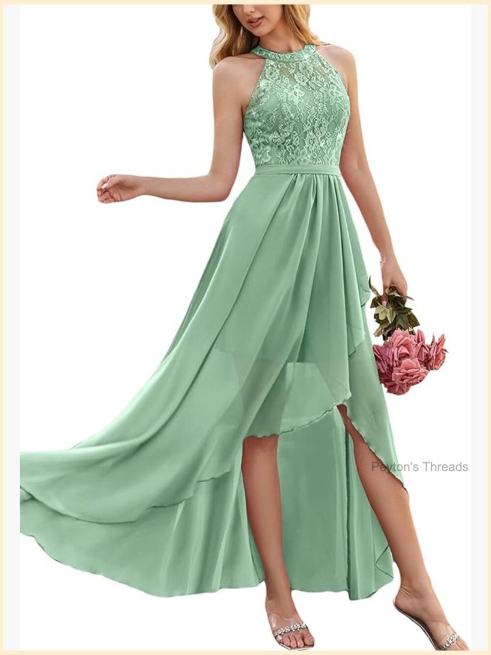 Floral Lace Ruffle Formal Choir Dress Cocktail Party Midi Wedding Guest Evening